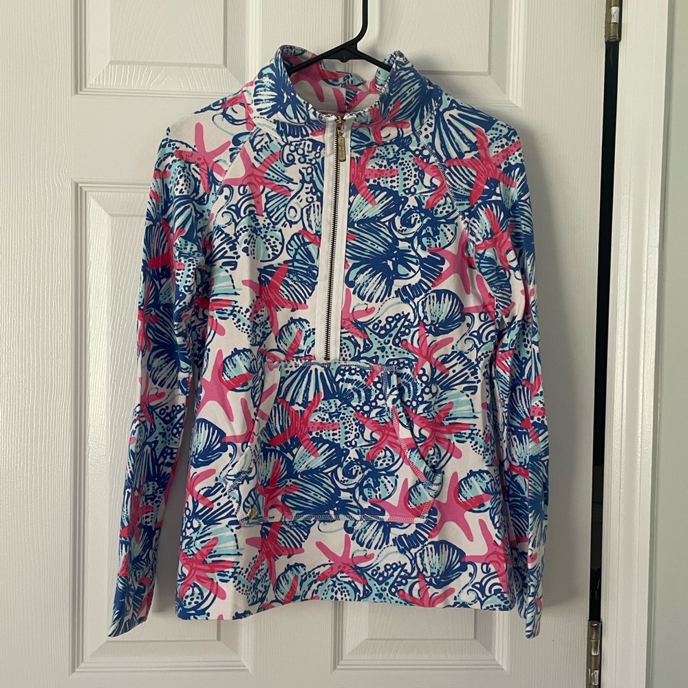 Lilly Pulitzer She She Shells starfish print quarter zip popover